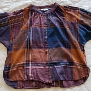 Madewell Plaid Peasant Shirt Small